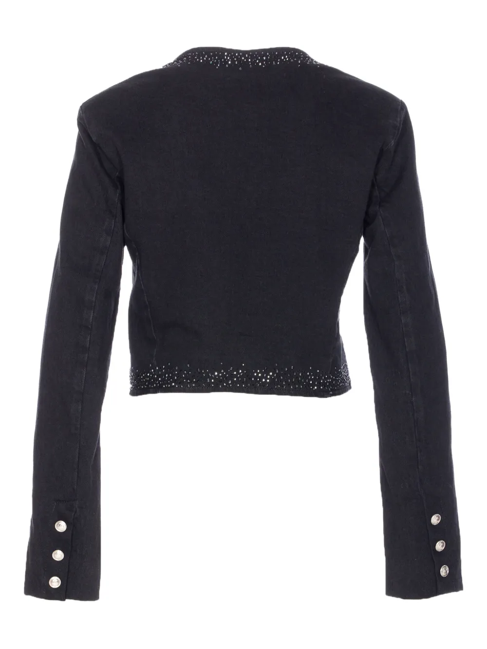 Liu •jo Denim Jacket Studded Buttoned Pockets In Black