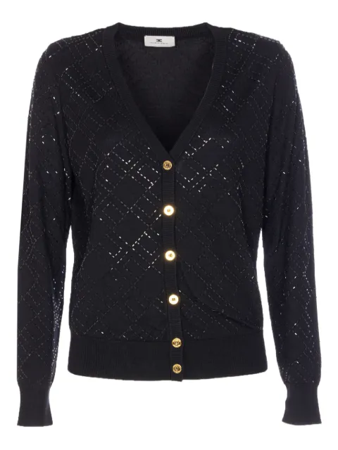 Elisabetta Franchi bead-embellished diamond-pattern cardigan