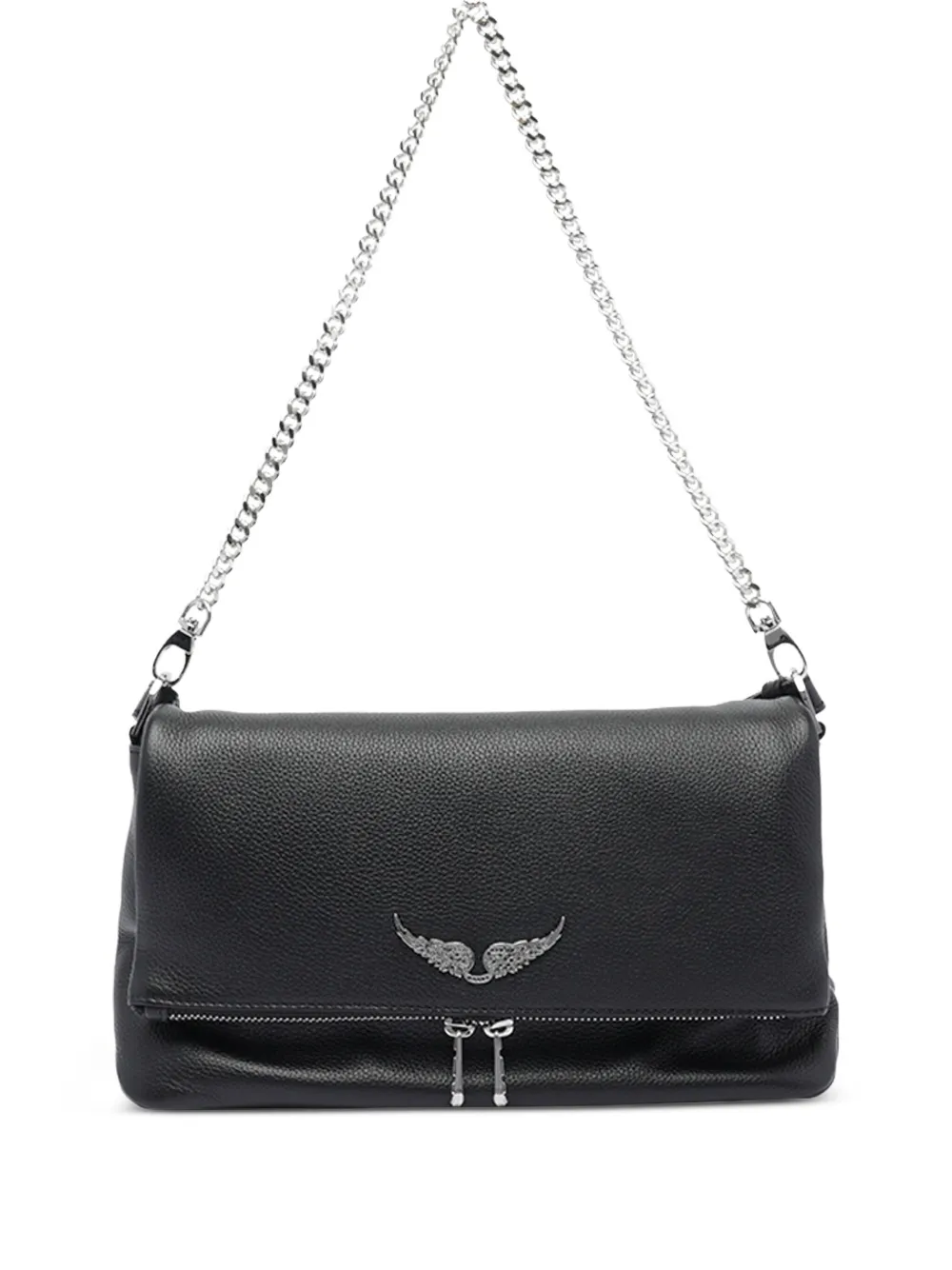 Zadig&Voltaire wings-logo chain-strap shoulder bag Zwart