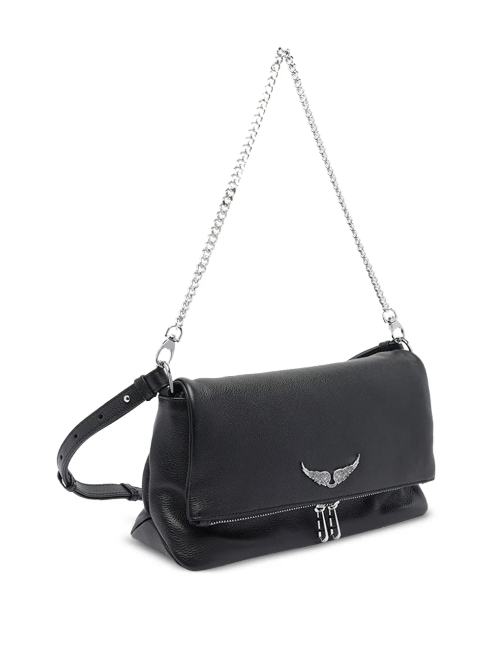 Zadig&Voltaire wings-logo chain-strap shoulder bag Zwart