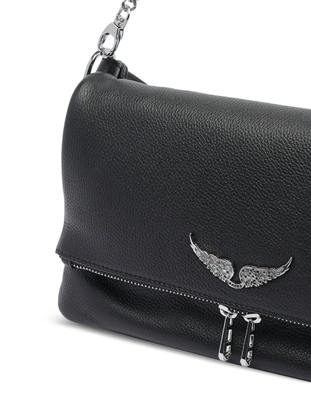 Zadig&Voltaire wings-logo chain-strap shoulder bag Zwart