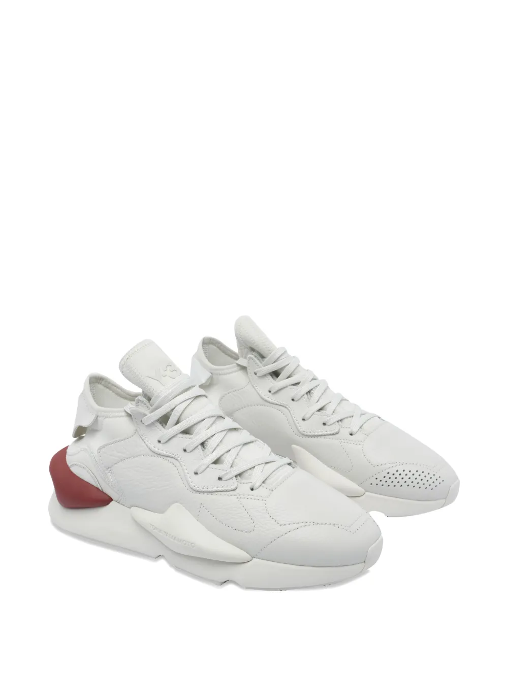 Y-3 Sculpted Rubber Sole Sneakers With Lace-up Fastening In White