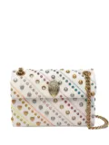 Kurt Geiger London small Kensington rainbow-stripe studded shoulder bag - White