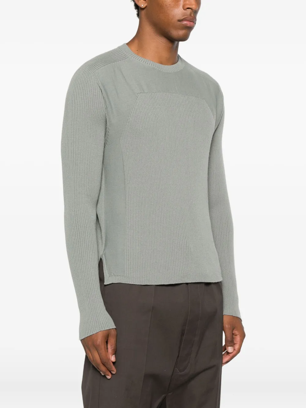 Rick Owens Ribbed-panelled Sweater In Gray