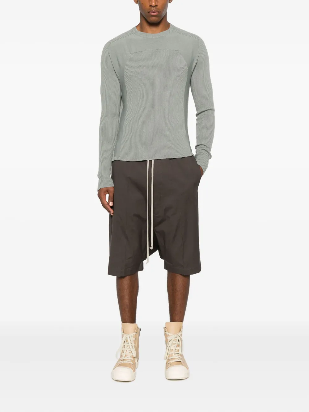 Rick Owens Trui met geribbeld vlak - Groen