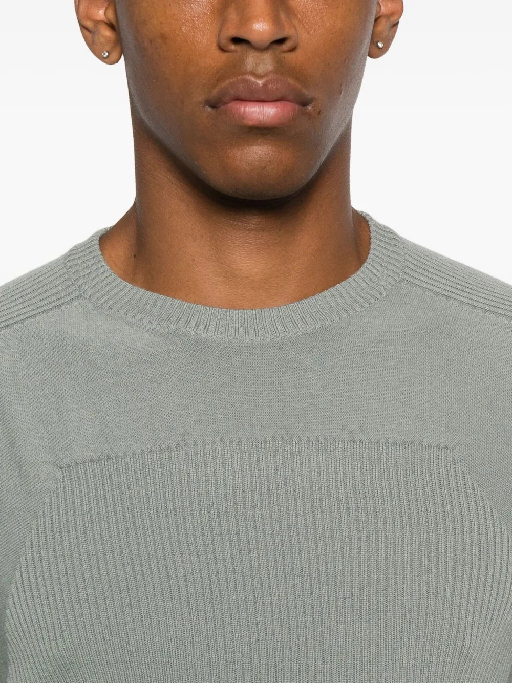 Rick Owens Ribbed-panelled Sweater In Gray