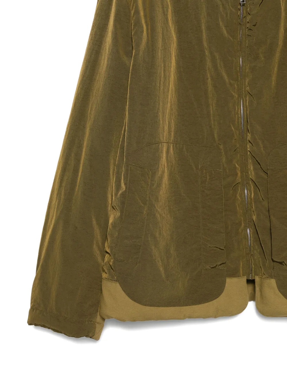 Ranra Sherpa-collar Zip-front Jacket In Green