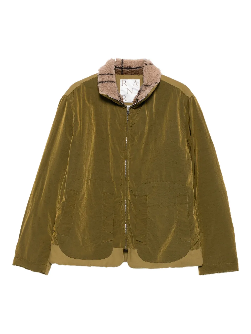 RANRA sherpa-collar zip-front jacket | Green | Image 1