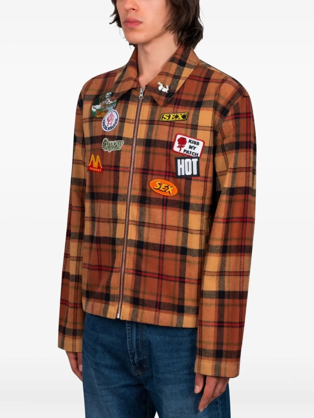 CARNE BOLLENTE Kiss My Patch plaid shirt jacket | Shirt Jackets | Image 2