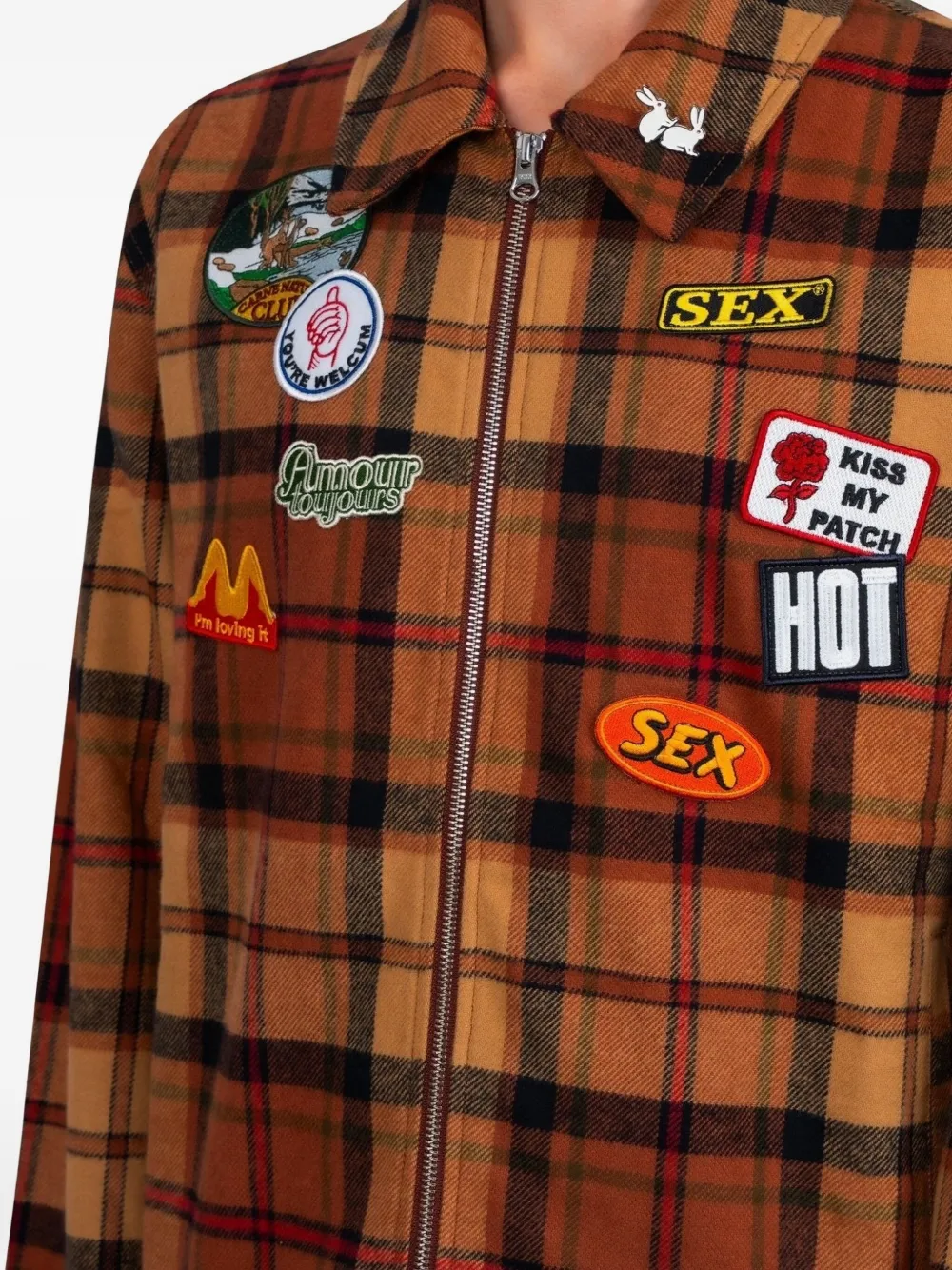 CARNE BOLLENTE Kiss My Patch geruit shirtjack Oranje