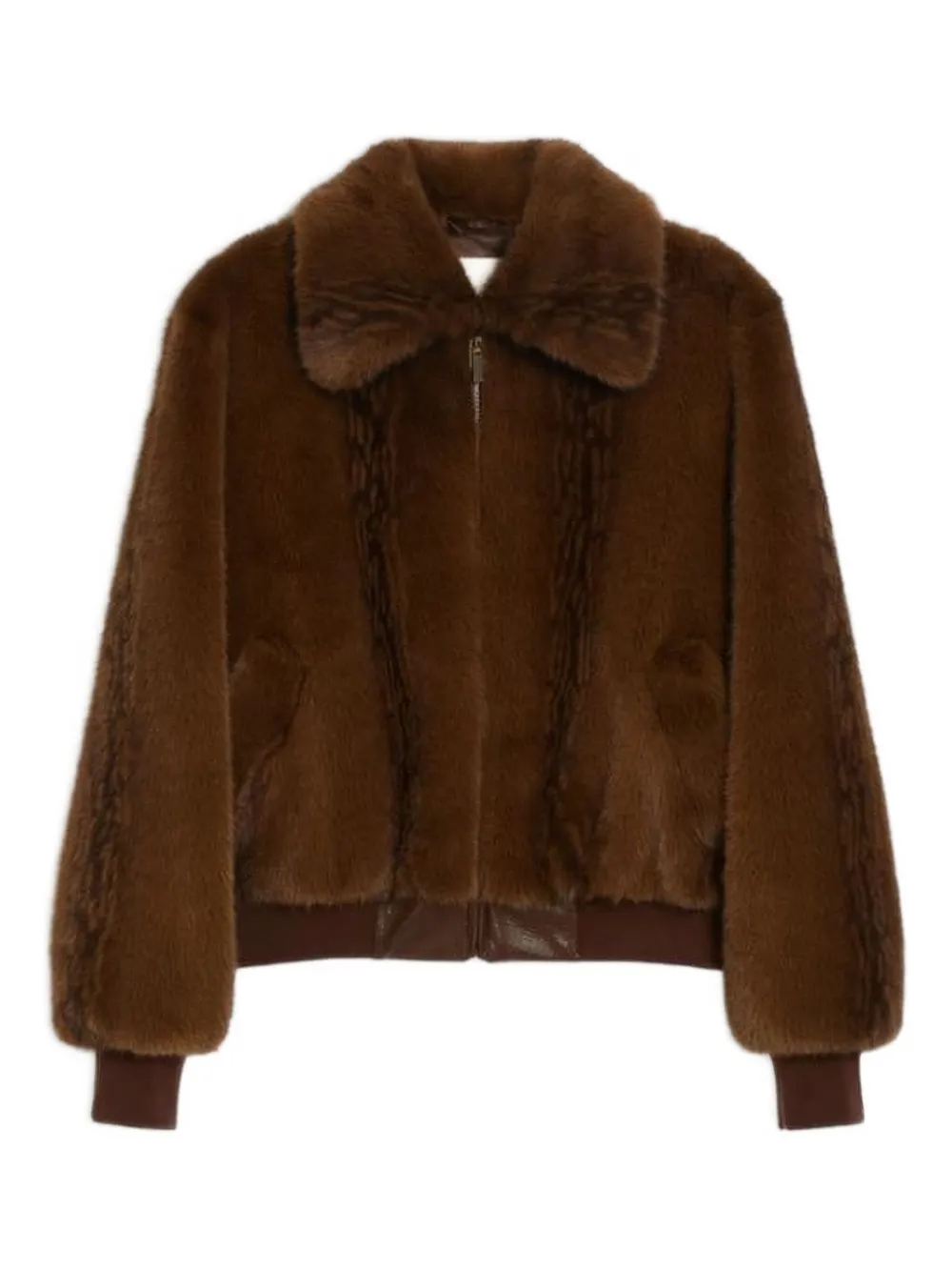 Iblues Faux-fur Zip-front Jacket In Brown