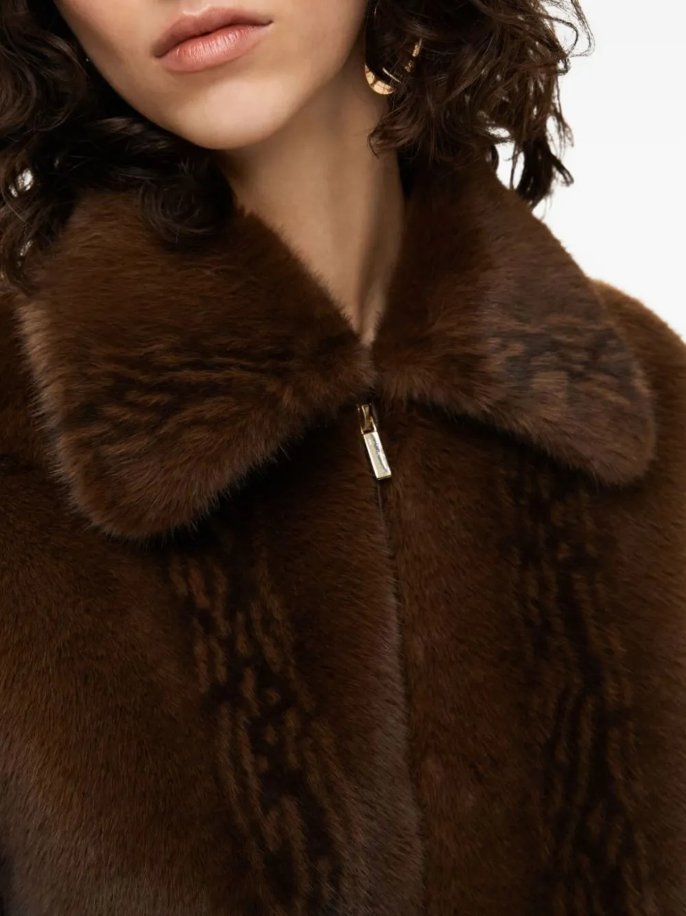 Iblues Faux-fur Zip-front Jacket In Brown