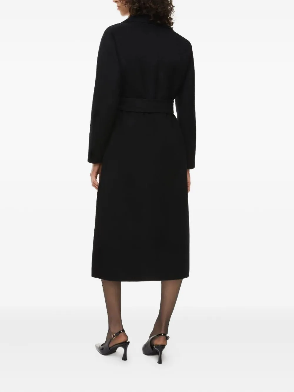 Iblues Reus Lapel-collar Belted Coat In Black