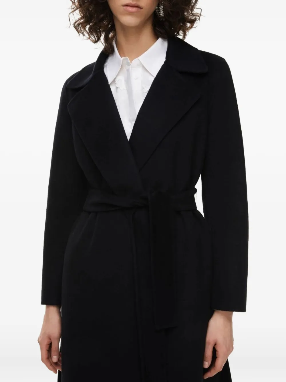 Iblues Reus Lapel-collar Belted Coat In Black