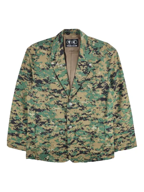 THUG CLUB Army camouflage single-breasted blazer