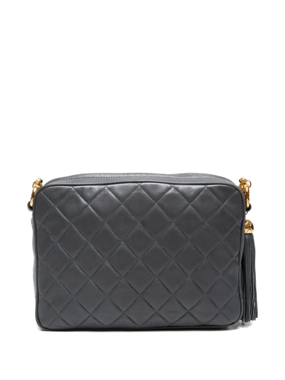 Pre-owned Chanel 1991-1994 Cc Mark Tassel Shoulder Bag In Gray