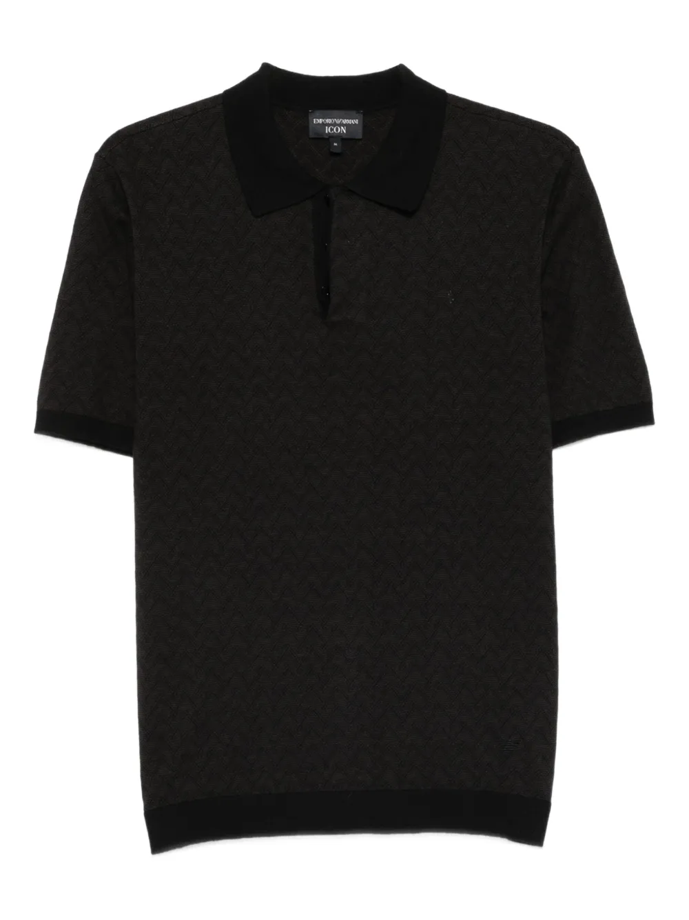 Emporio Armani geometric-pattern polo shirt | Black | Image 1