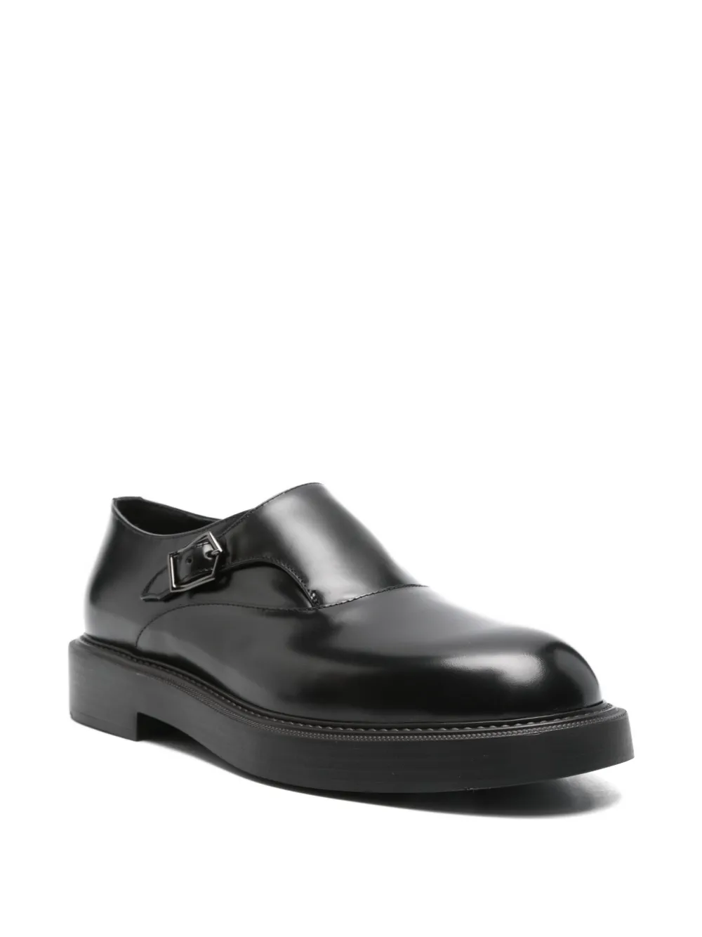 Emporio Armani single-buckle leather loafers - Zwart