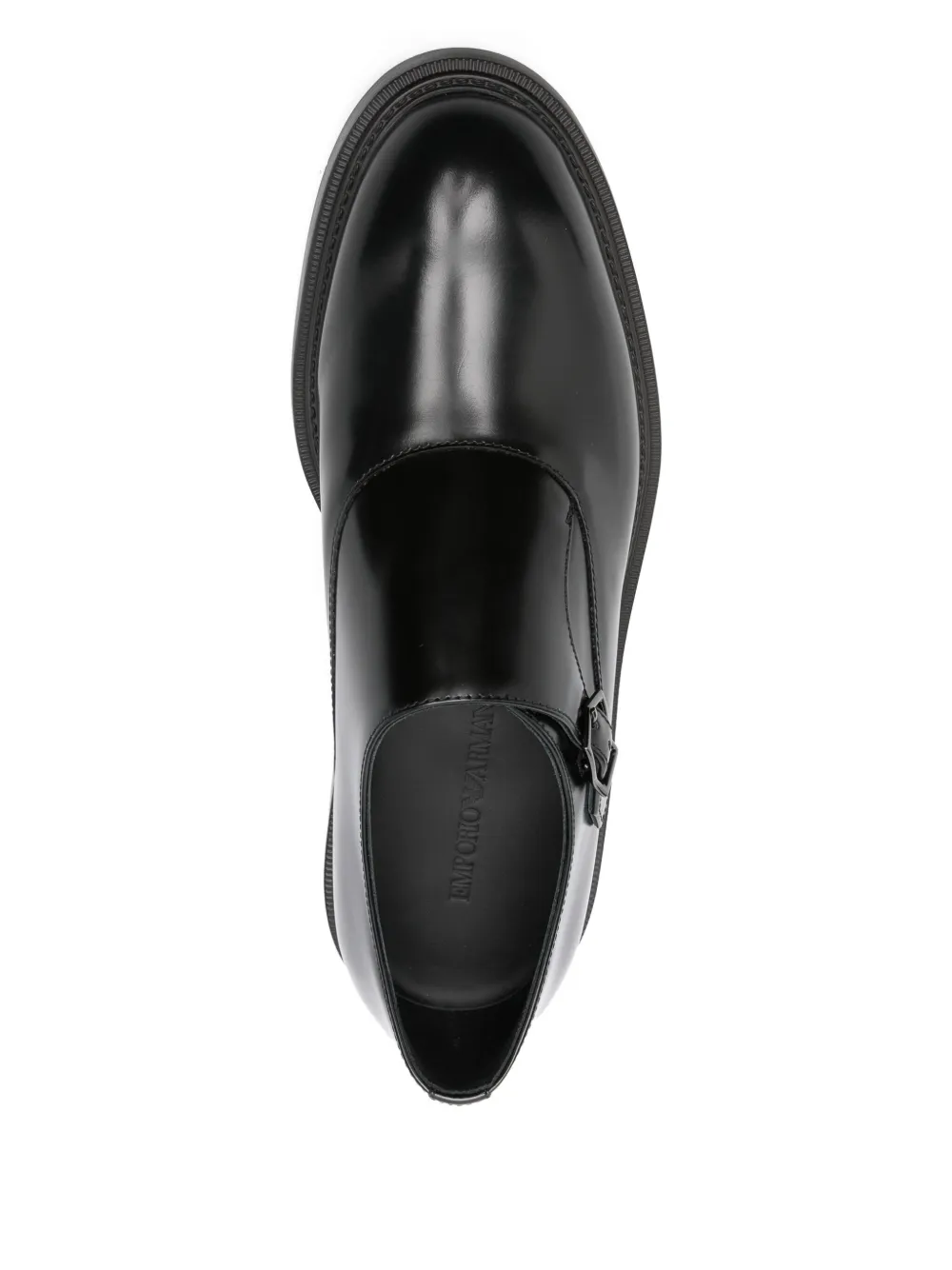 Emporio Armani single-buckle leather loafers Black