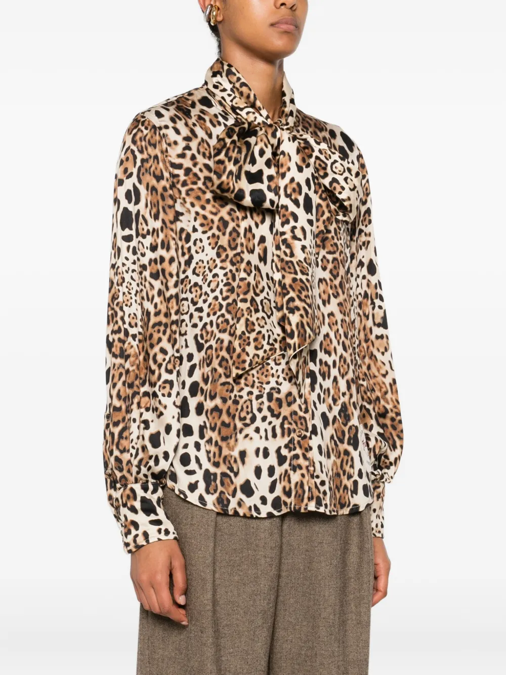 Front Street Leopard-print Self-tie Shirt In Animal Print