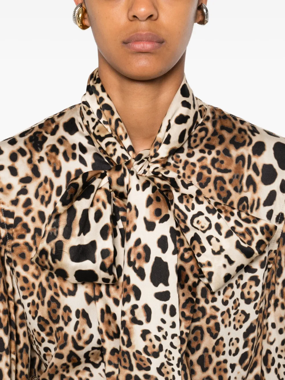 Front Street Leopard-print Self-tie Shirt In Animal Print