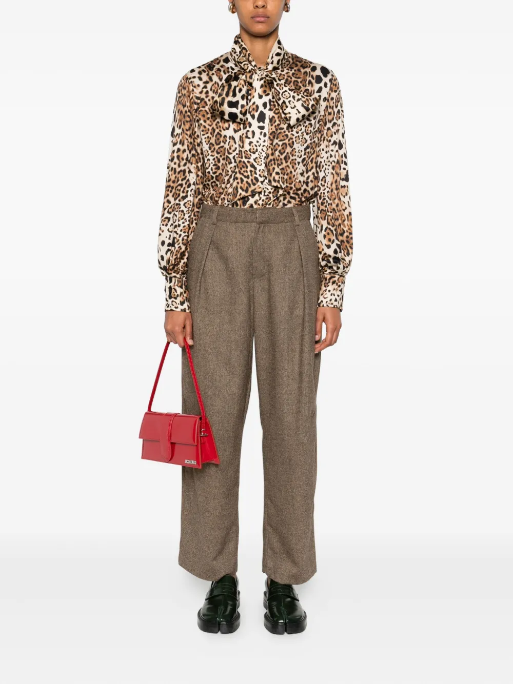 Front Street Leopard-print Self-tie Shirt In Animal Print