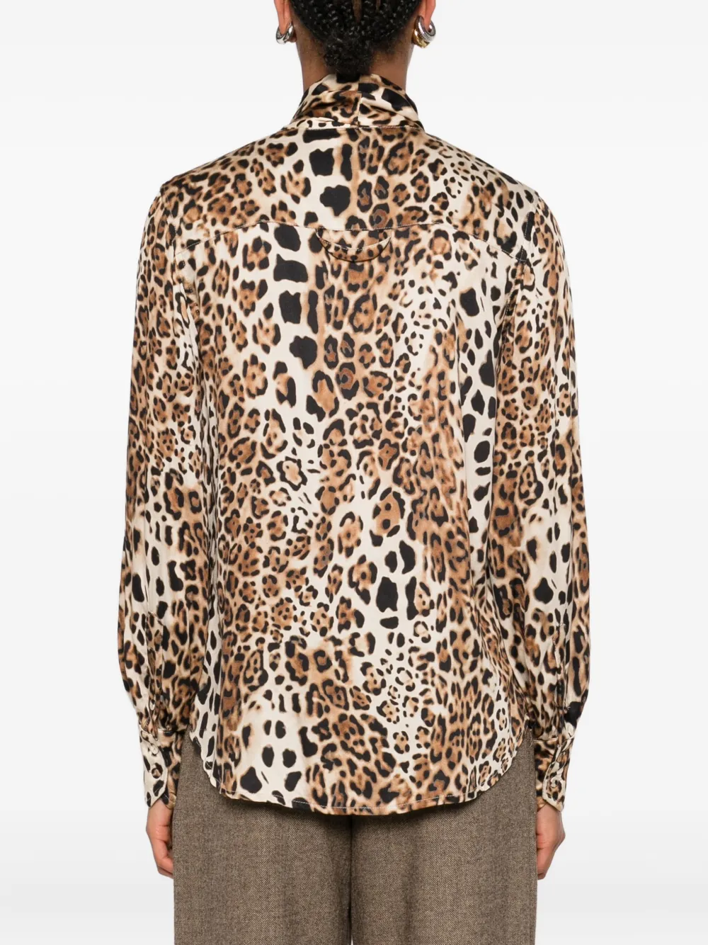 Front Street Leopard-print Self-tie Shirt In Animal Print