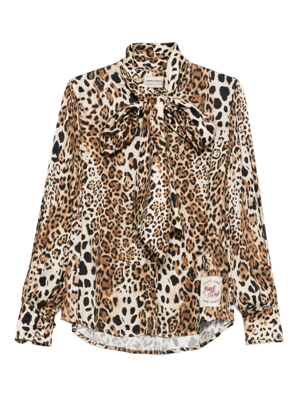 Front Street Leopard-print Self-tie Shirt In Animal Print
