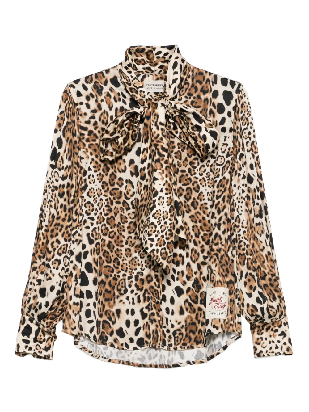 FRONT STREET 8 leopard-print self-tie shirt - Marrone