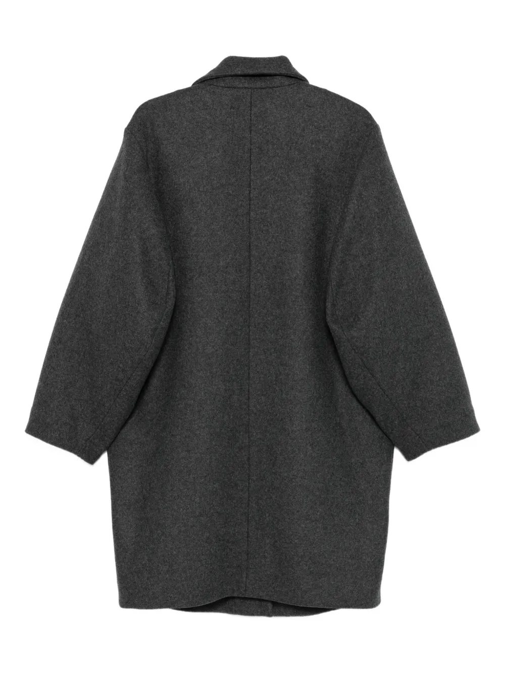 Emporio Armani Long Wool Blend Coat With High Collar In Gray