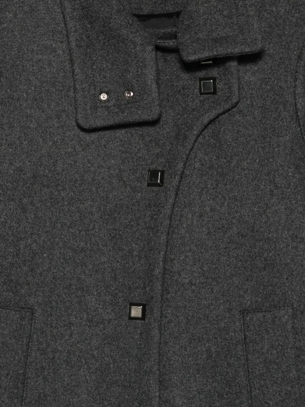 Emporio Armani Long Wool Blend Coat With High Collar In Gray