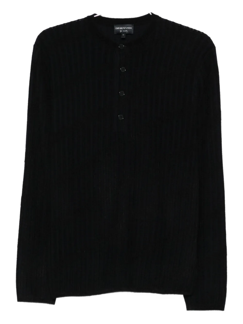 Emporio Armani Henley ribbed sweater Blauw