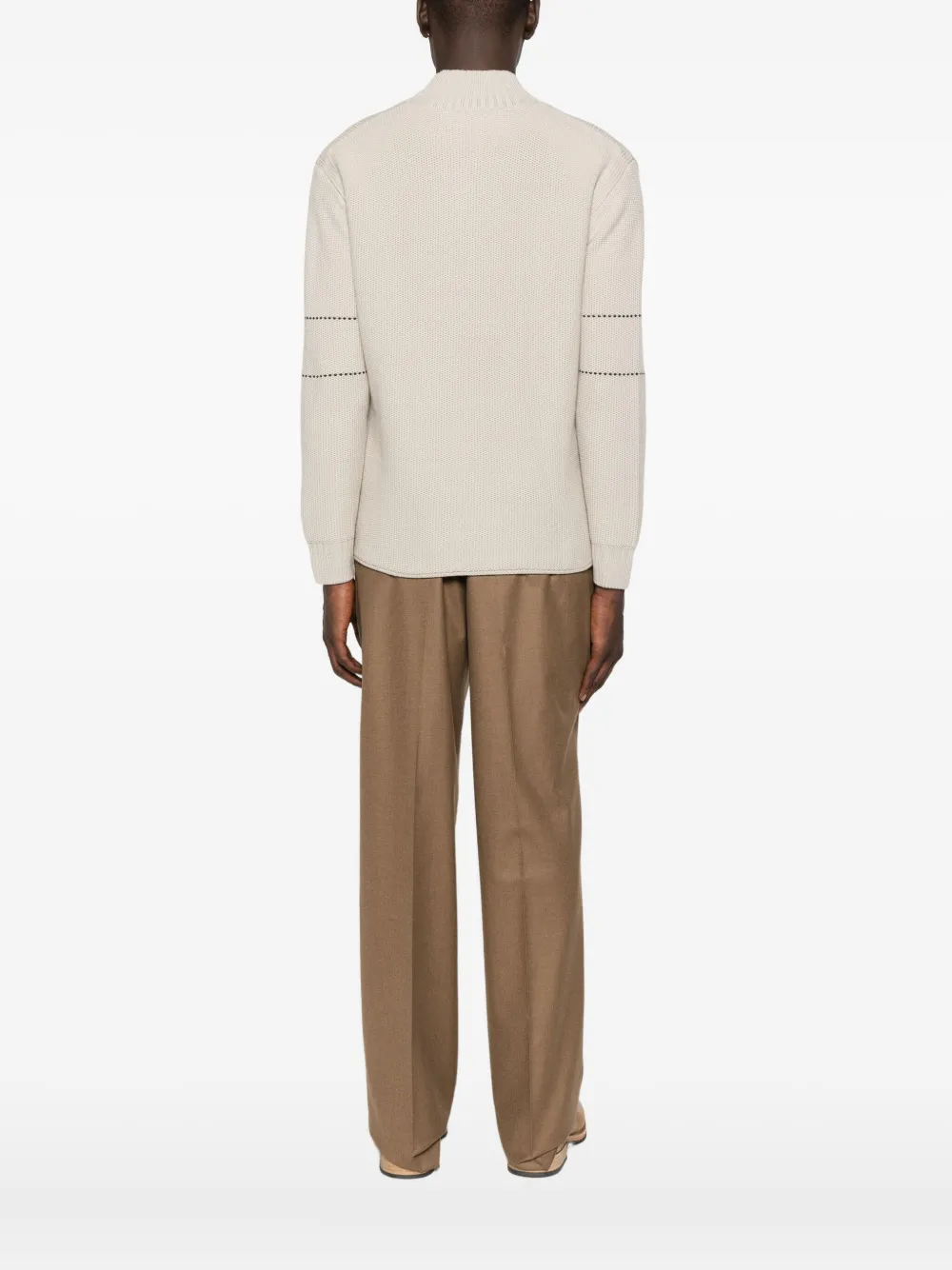 Emporio Armani high-neck striped sweater Beige