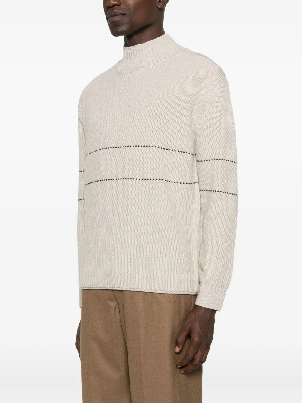 Emporio Armani high-neck striped sweater Beige