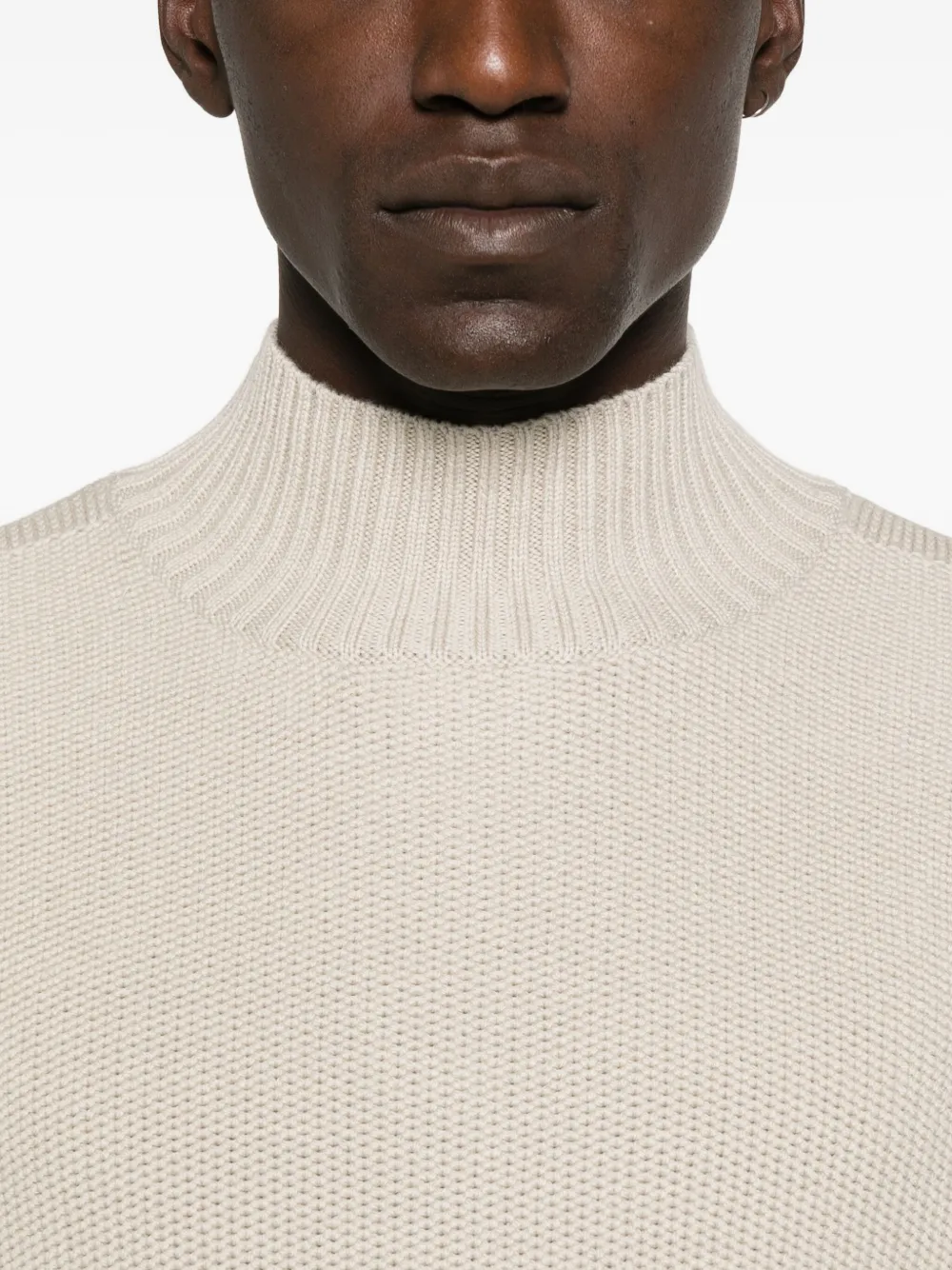 Emporio Armani high-neck striped sweater Beige