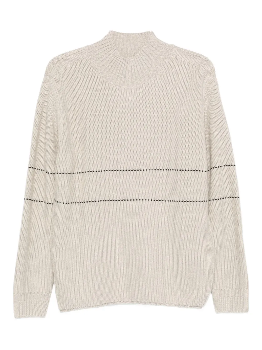 Emporio Armani high-neck striped sweater Beige