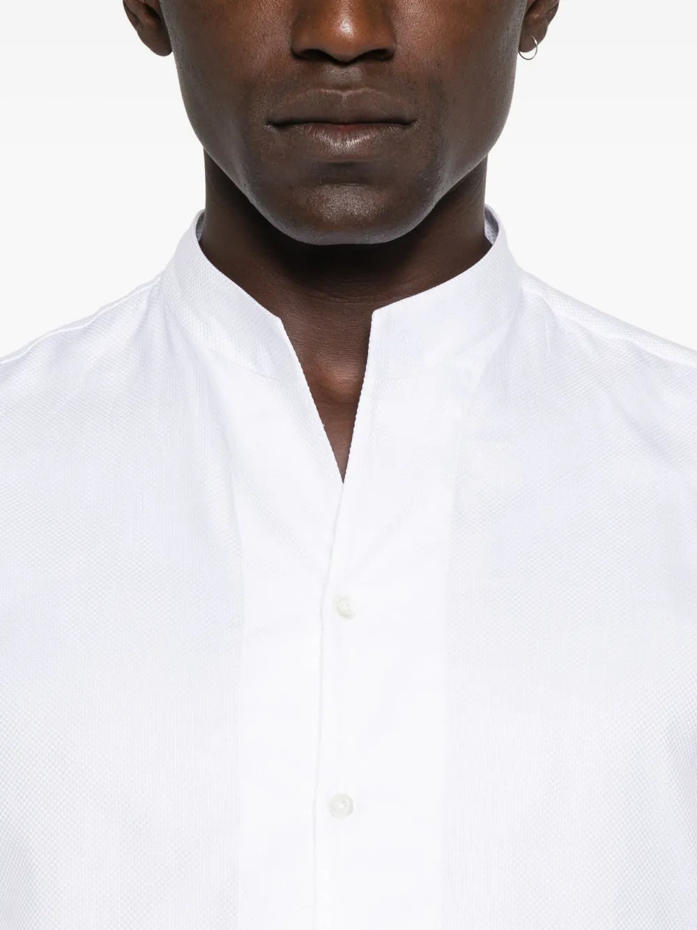 Emporio Armani mandarin-collar cotton shirt Wit
