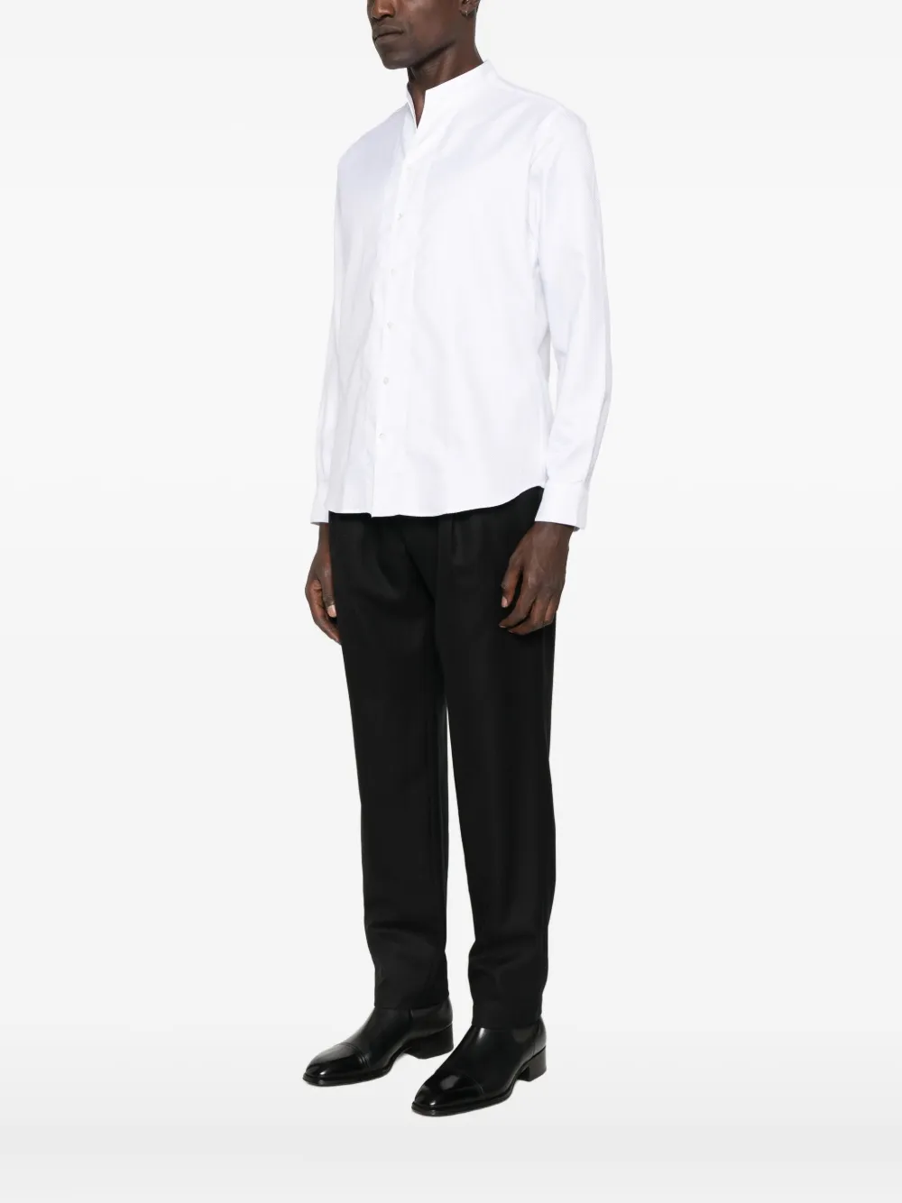 Emporio Armani mandarin-collar cotton shirt Wit