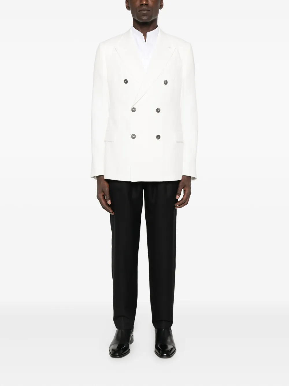 Emporio Armani mandarin-collar cotton shirt - Wit