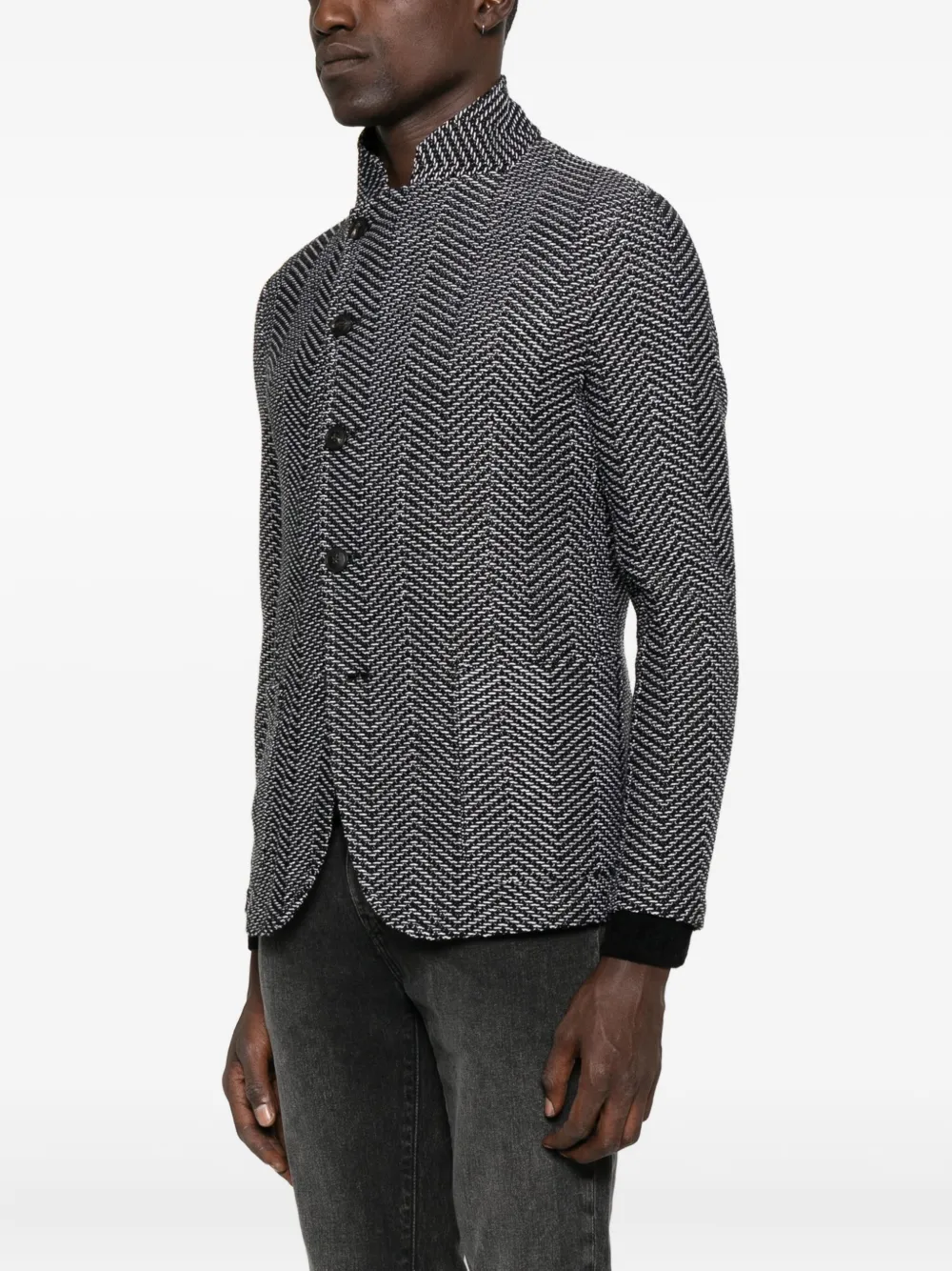 Emporio Armani zigzag-pattern jacket Zwart