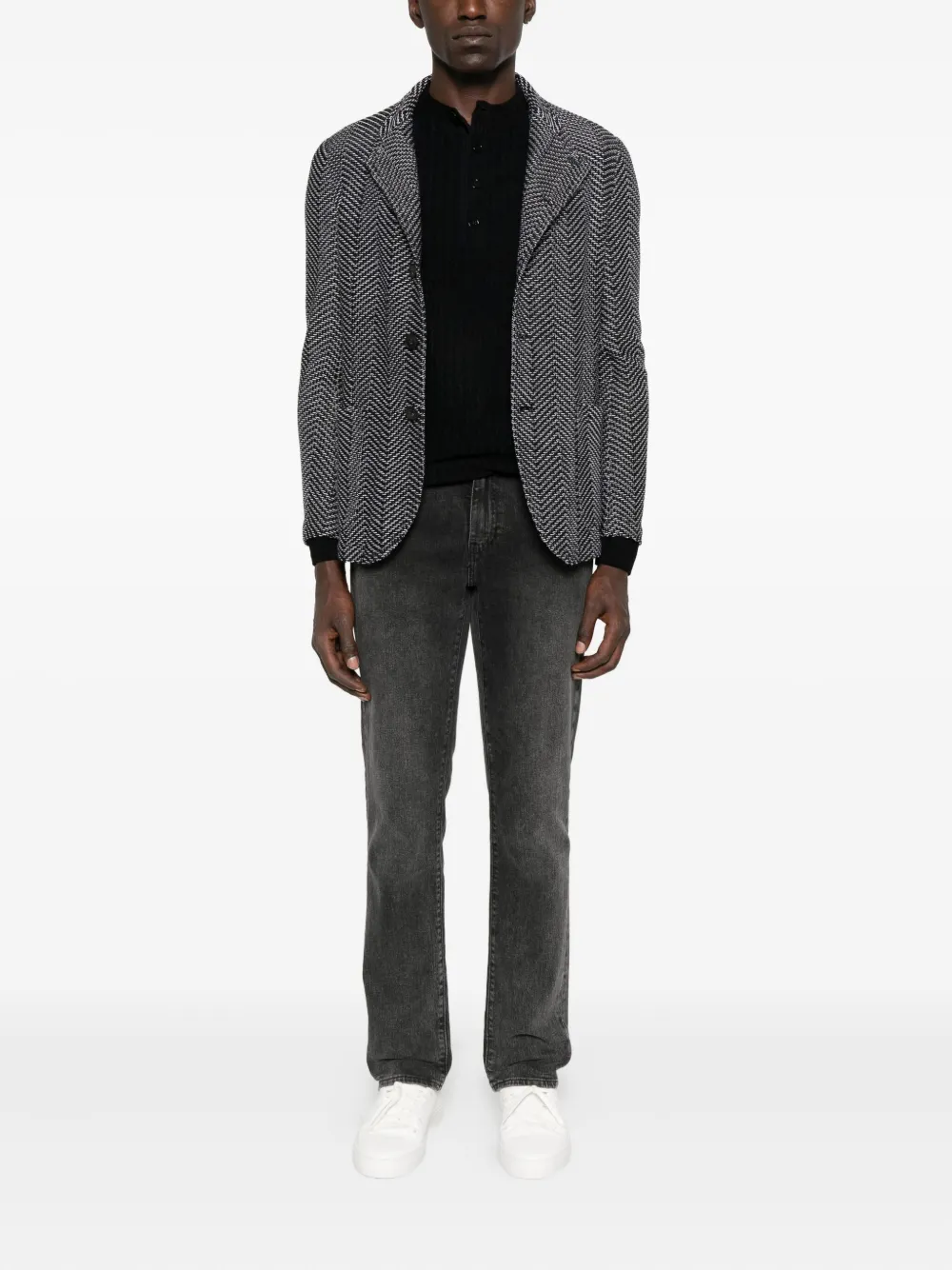 Emporio Armani zigzag-pattern jacket Zwart