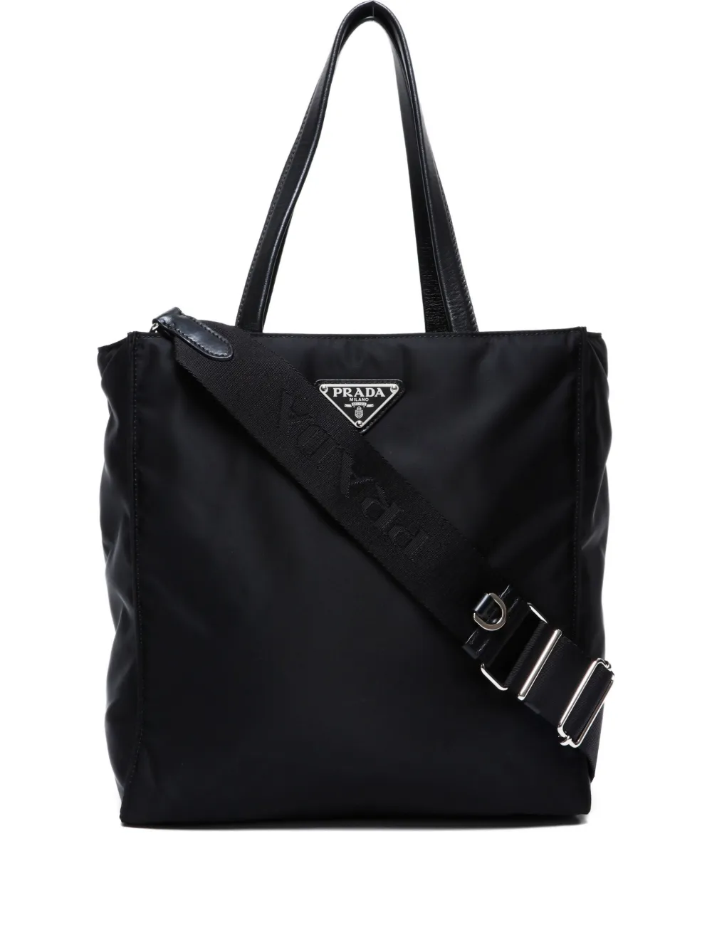Prada Pre-Owned 2015-2024 トライアングルロゴ ハンドバッグ - ブラック Prada Pre-Owned 2015-2024 トライアングルロゴ ハンドバッグ - ブラック