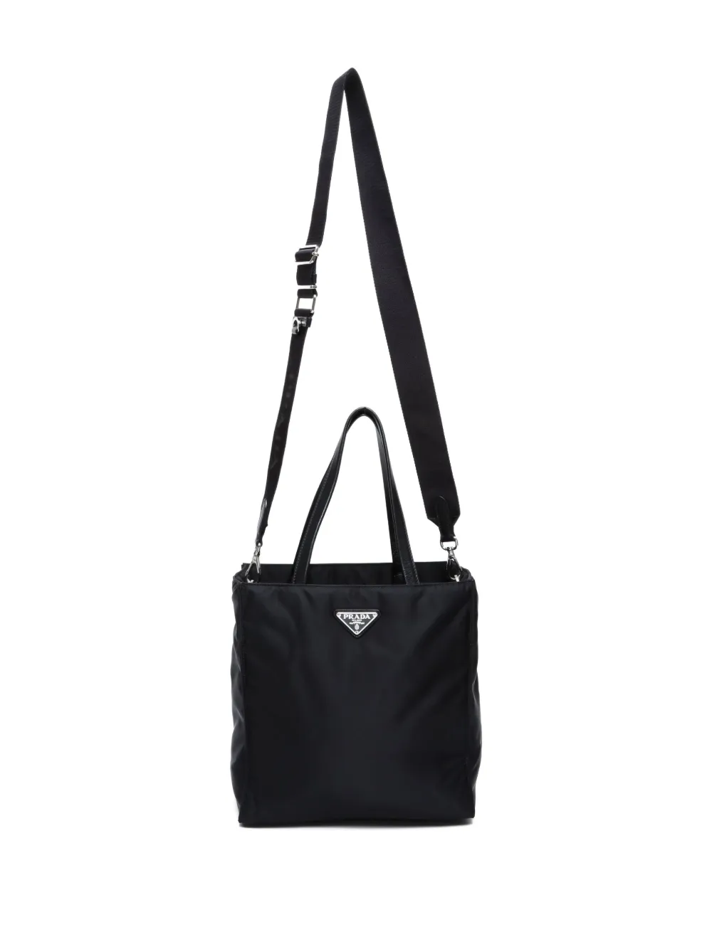 Pre-owned Prada 2015-2024s Triangle-logo Tote Bag In Black