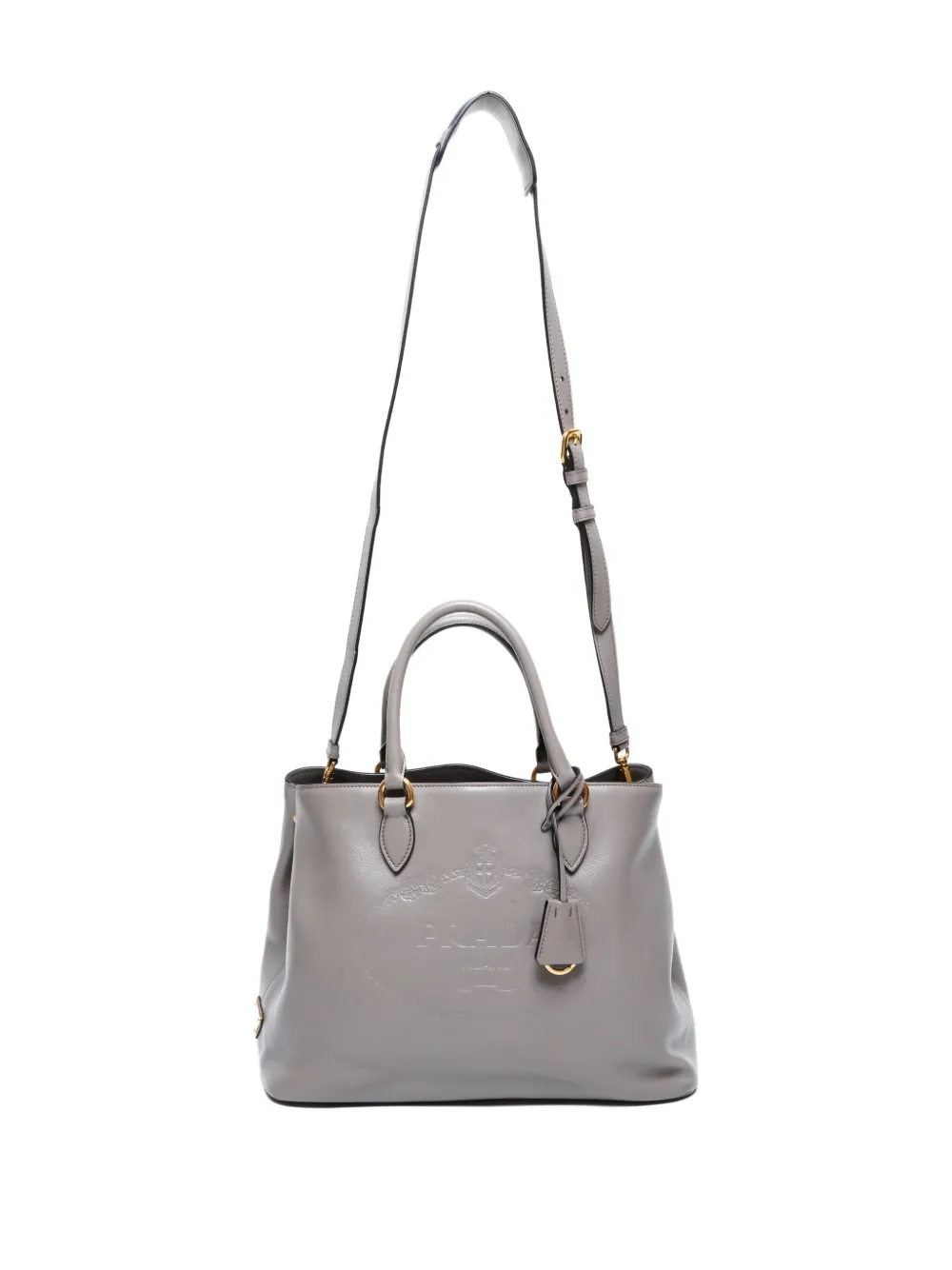 Pre-owned Prada 2011-2022 Logo-embossed Tote Bag In Gray