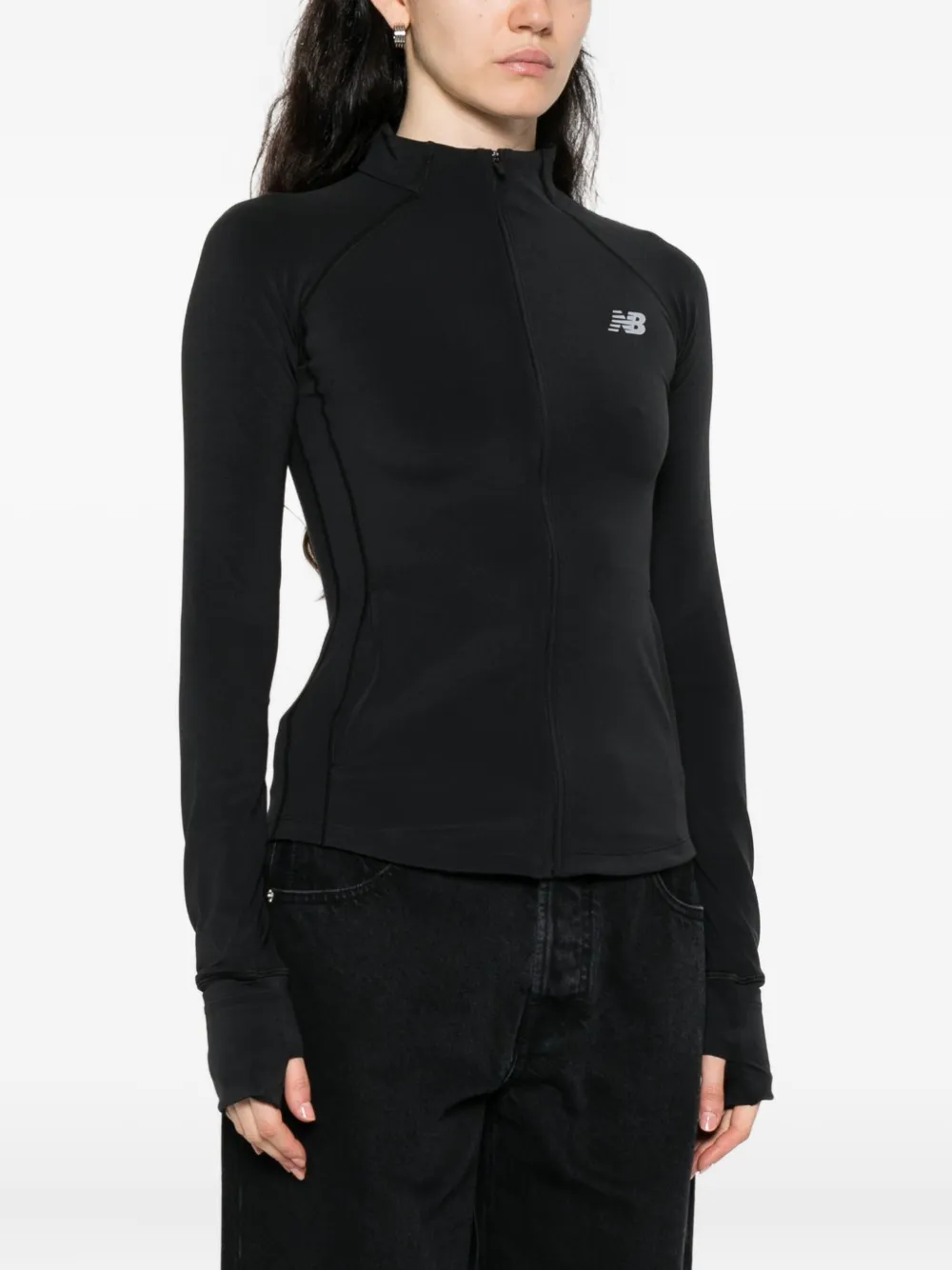 New Balance zip-front logo sweatshirt Zwart
