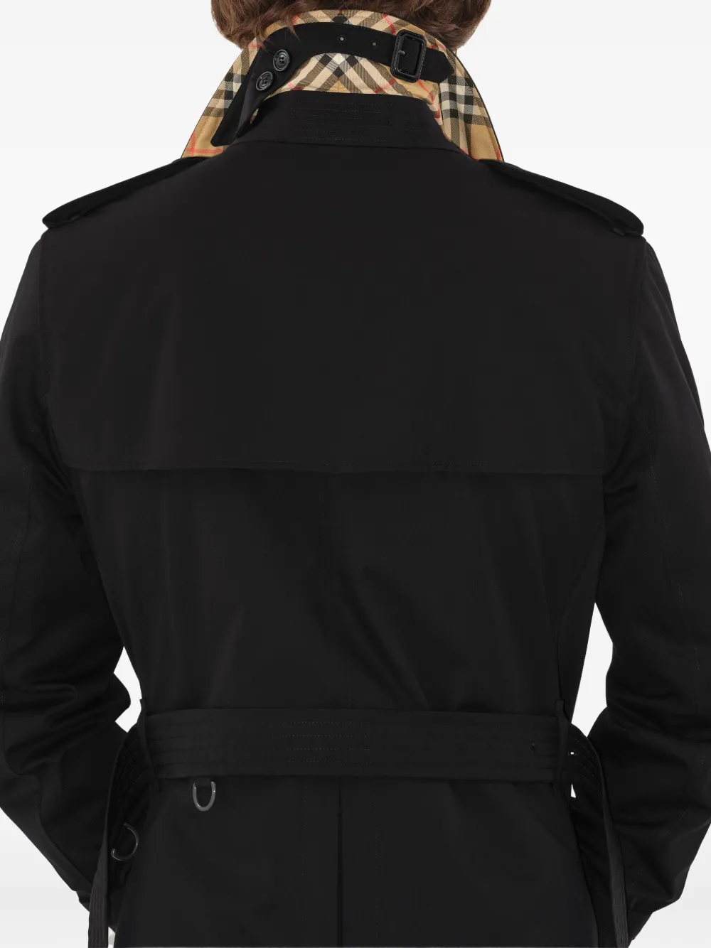 Burberry Trenchcoat met dubbele rij knopen en ceintuur Zwart