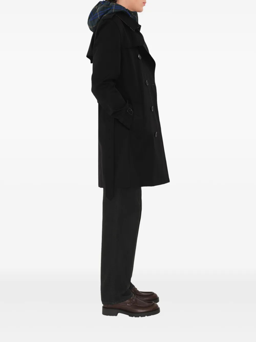 Burberry Trenchcoat met dubbele rij knopen en ceintuur Zwart