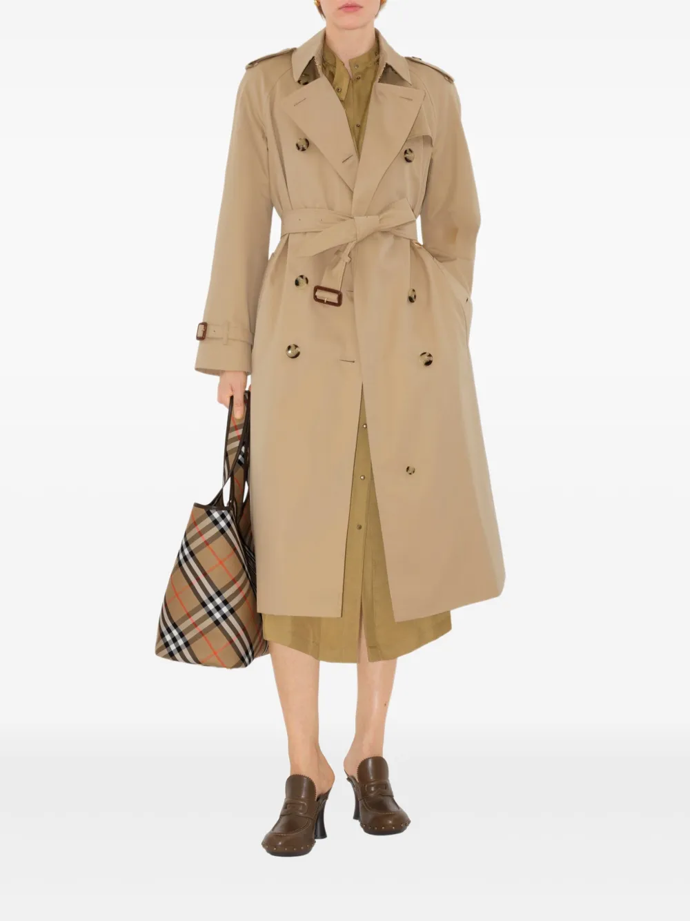 Burberry Castleford Double-breasted Cotton-gabardine Trench Coat In Neutral