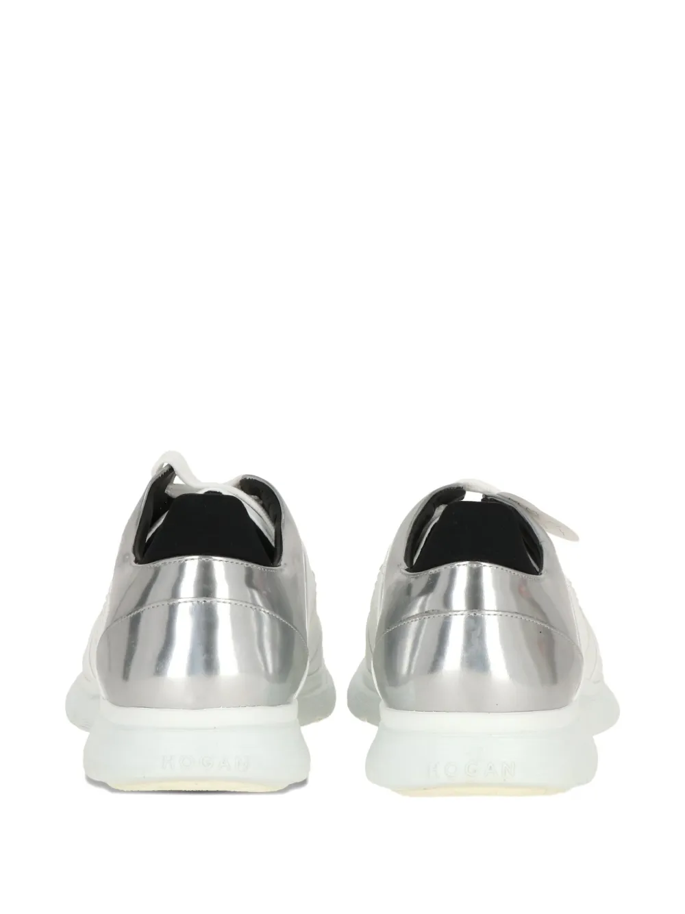Hogan Metallic-detail Leather Sneakers In White