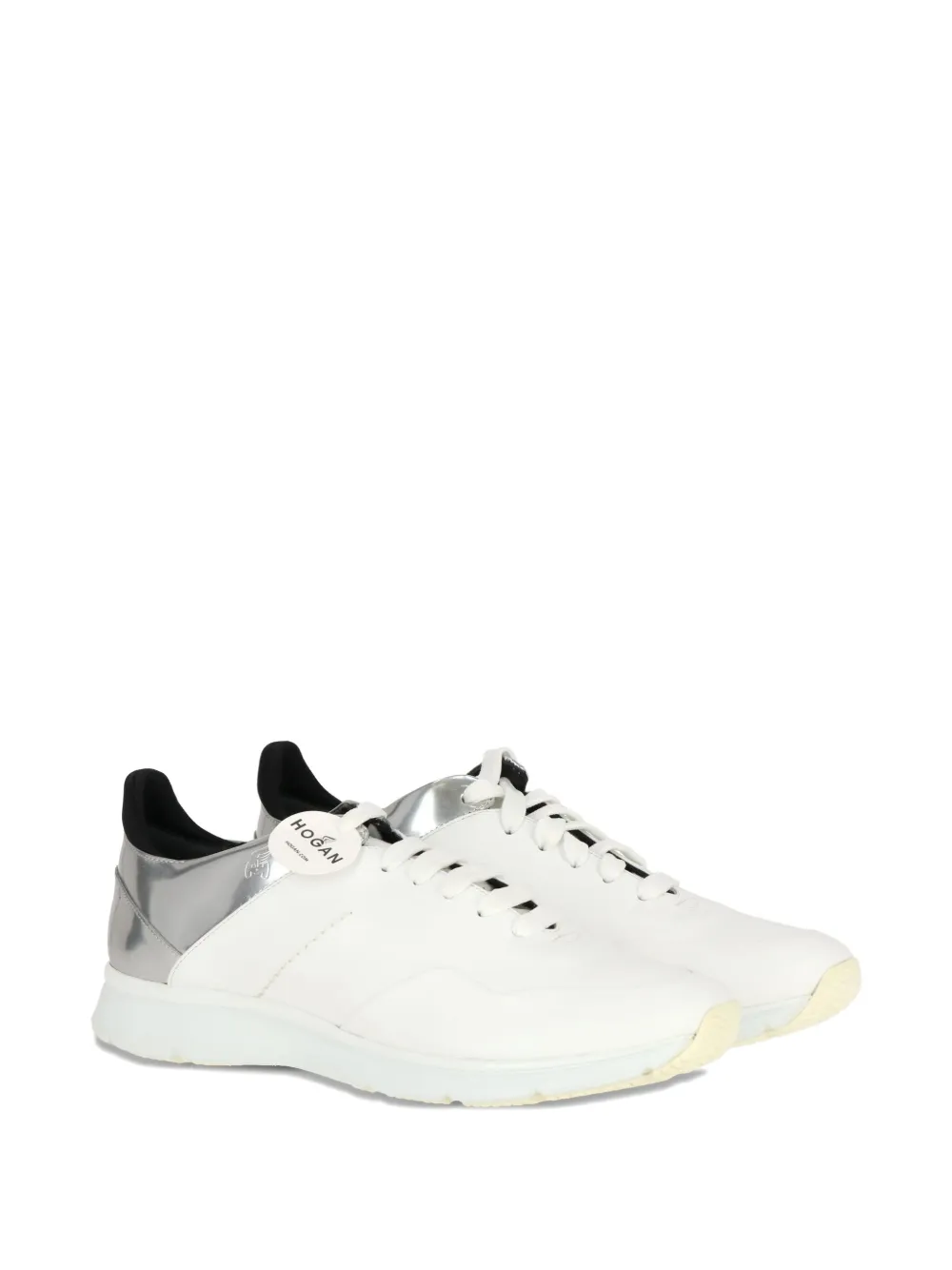 Hogan Metallic-detail Leather Sneakers In White